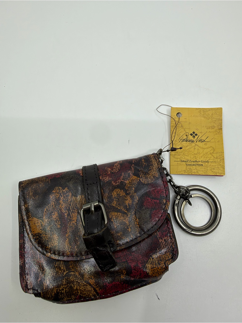 Patricia Nash Leather Keychain Coin Purse Belt Buckle Pouch Floral NWT